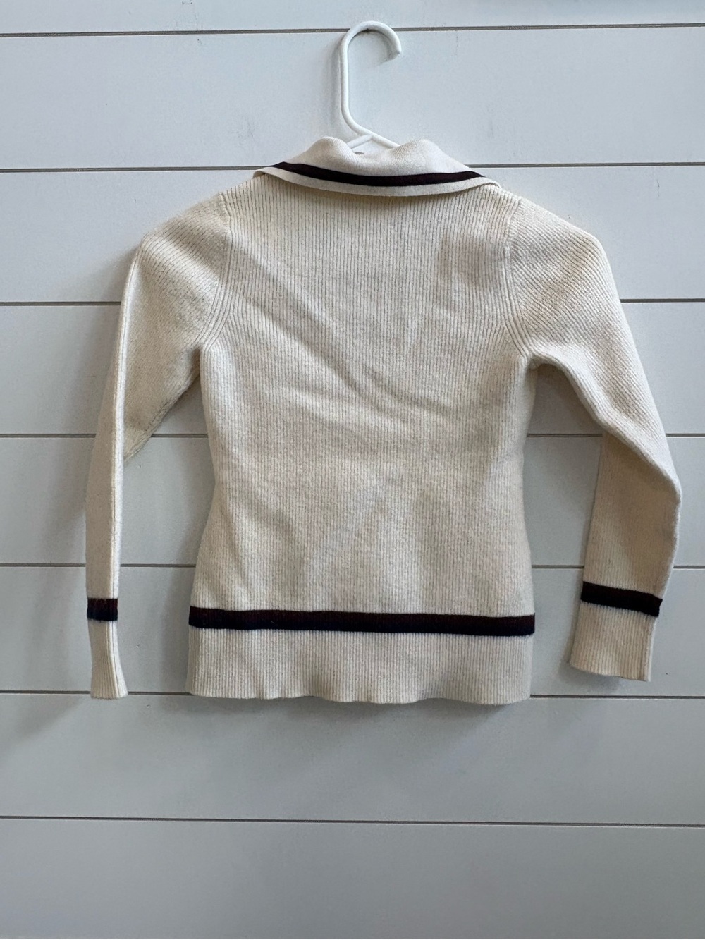 Tory Burch Sport Cream V-Neck Polo Sweater - Picture 2 of 7